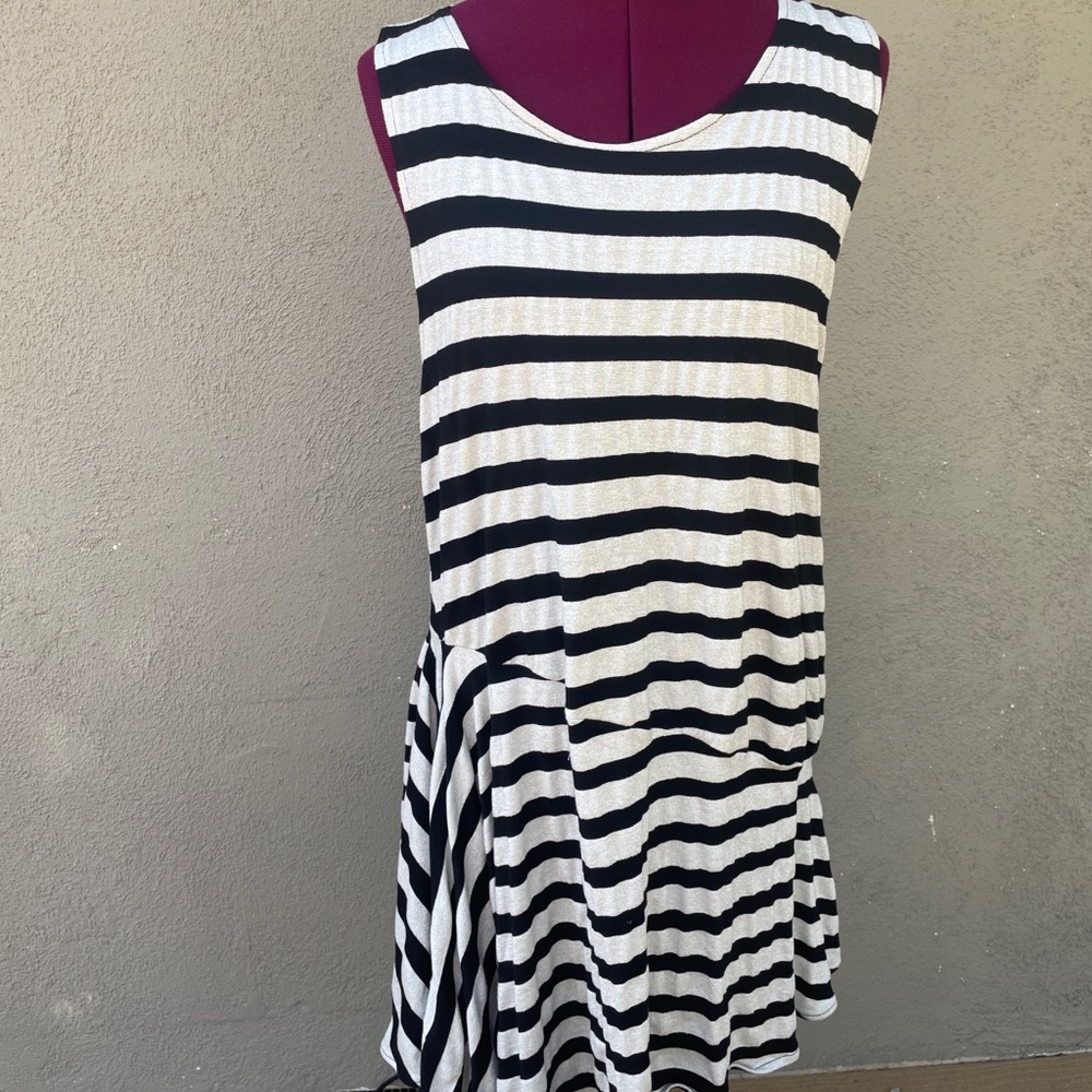One of a Kind Asymmetrical Drop Waist Striped Dress